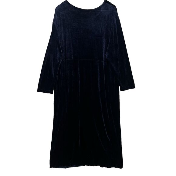 Adrienne Vittadini Woman 2X Navy Velvet Maxi Dress Long Sleeve Plus Size Party - Picture 9 of 9